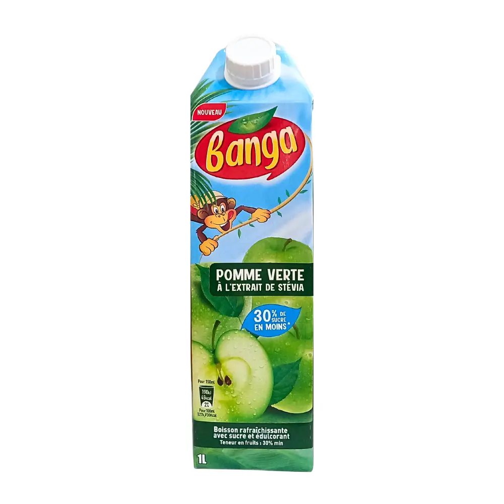 Jus de fruit pomme verte à l'extrait de Stévia Banga 1L