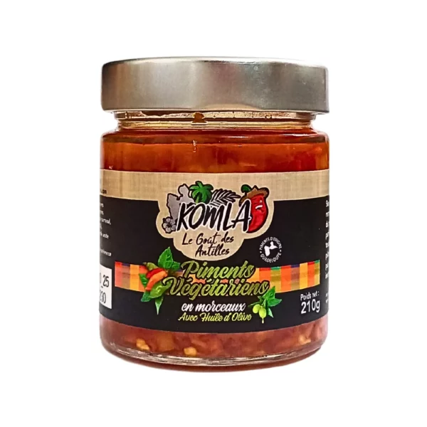 Piments végétariens en morceaux avec Huile d'olive Komla 210g