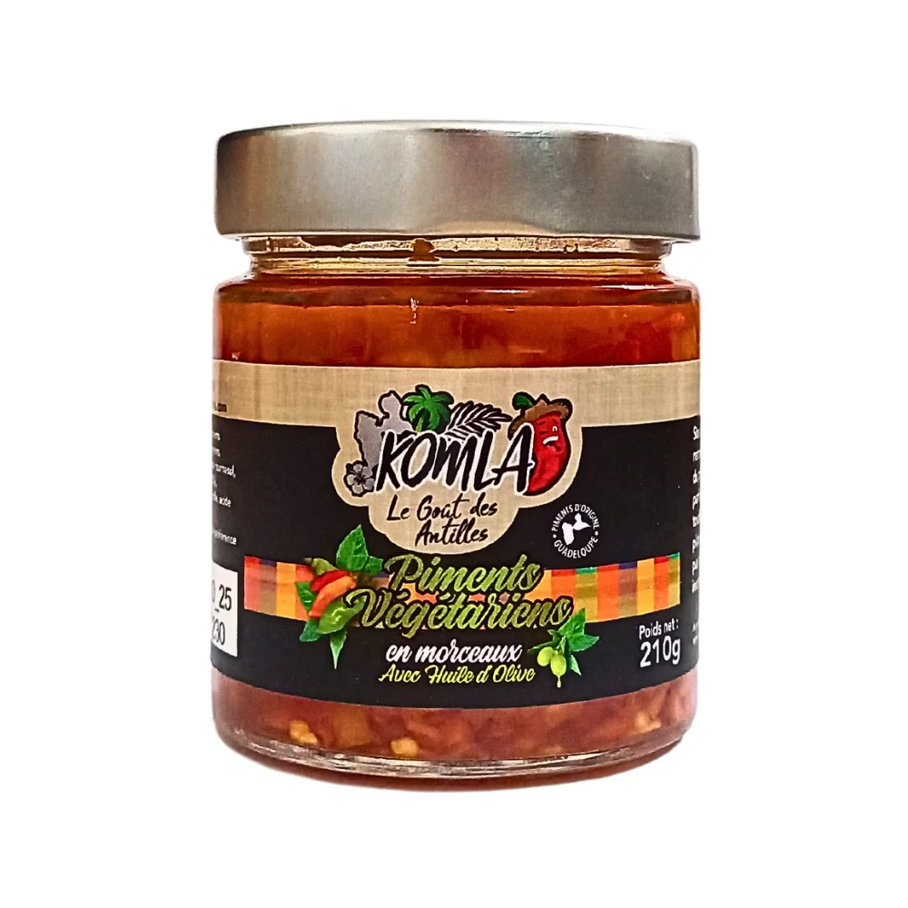 Piments végétariens en morceaux avec Huile d'olive Komla 210g