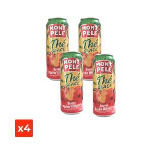 Lot de 4 jus canette saveur Pêche Hibiscus Mont Pelé 50cl