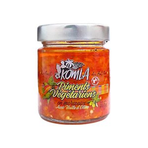 Piments végétariens en morceaux avec Huile d'olive Komla 210g