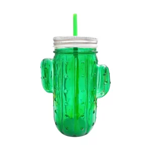 Verre cactus avec couvercle et paille 350ml